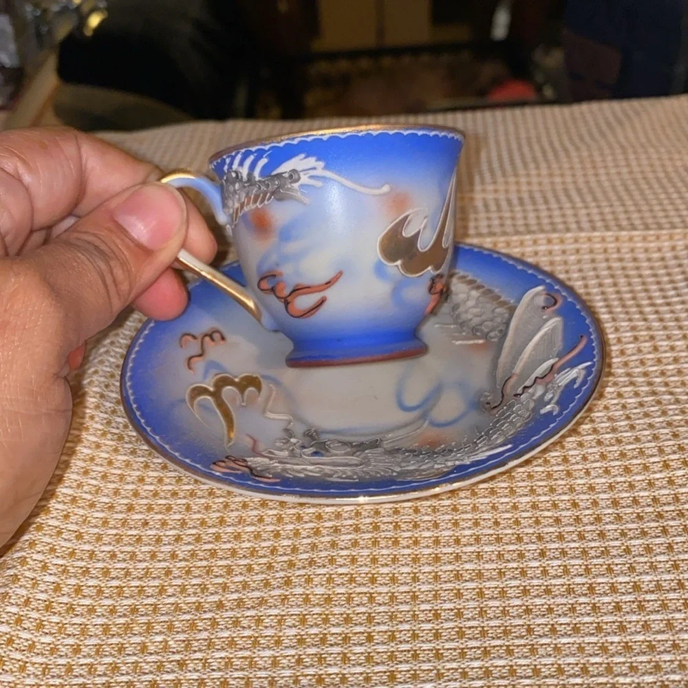 Vintage Hand Painted Japan Dragonware teacup and saucer